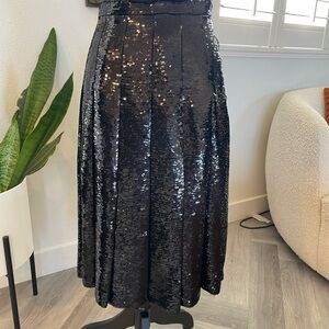 Black Sequin Midi Skirt
